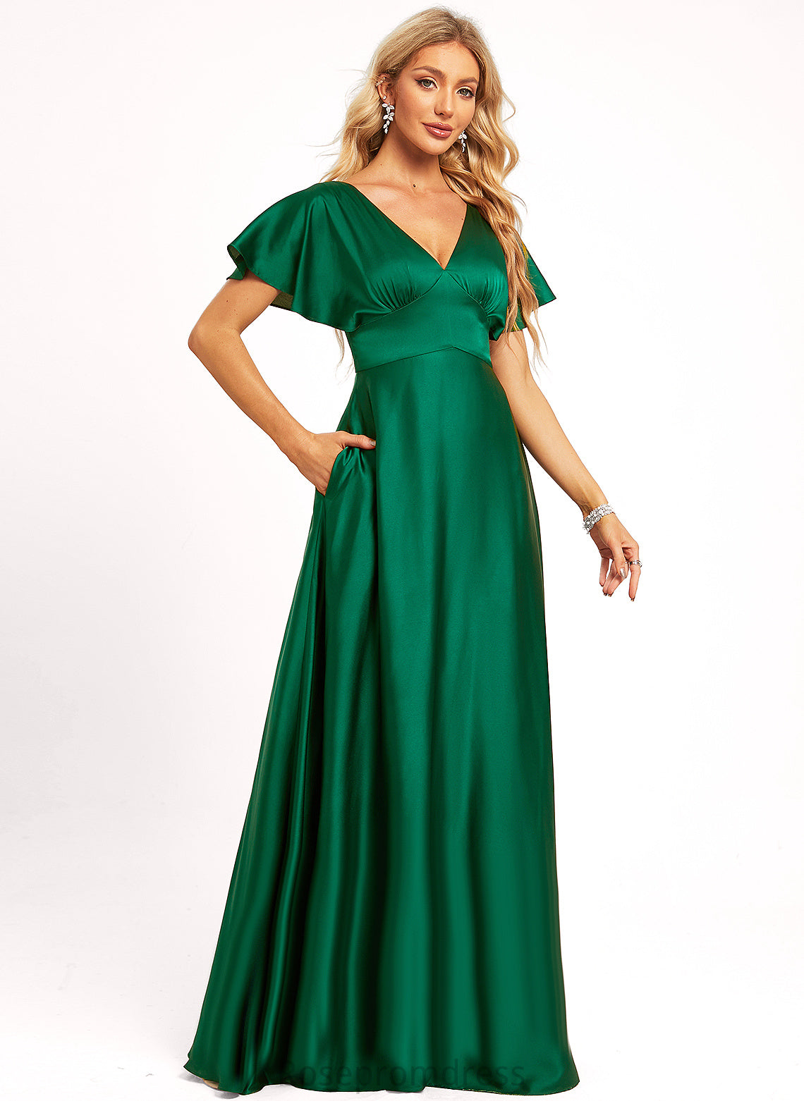 V-Neck Floor-Length Neckline Length Silhouette Straps&Sleeves ShortSleeves A-line FullyLined Elliana Bridesmaid Dresses