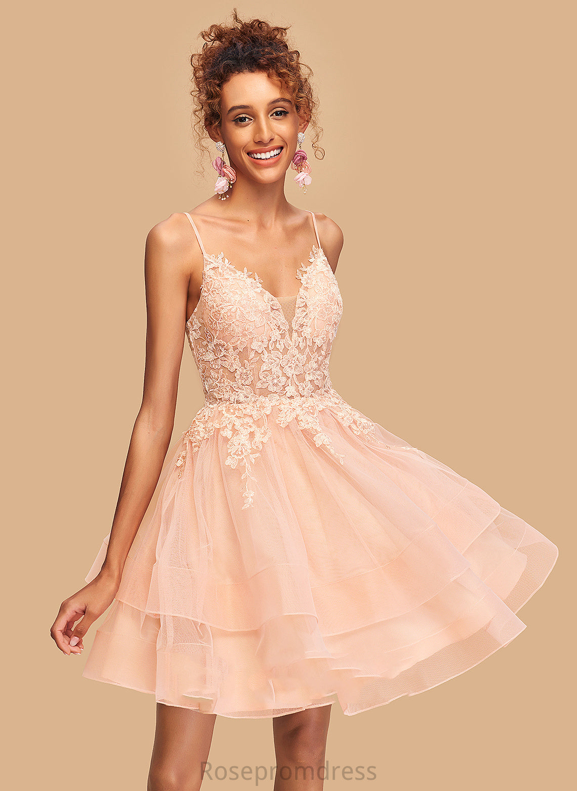 V-neck Naomi Dress Homecoming Dresses Lace Homecoming With A-Line Tulle Short/Mini