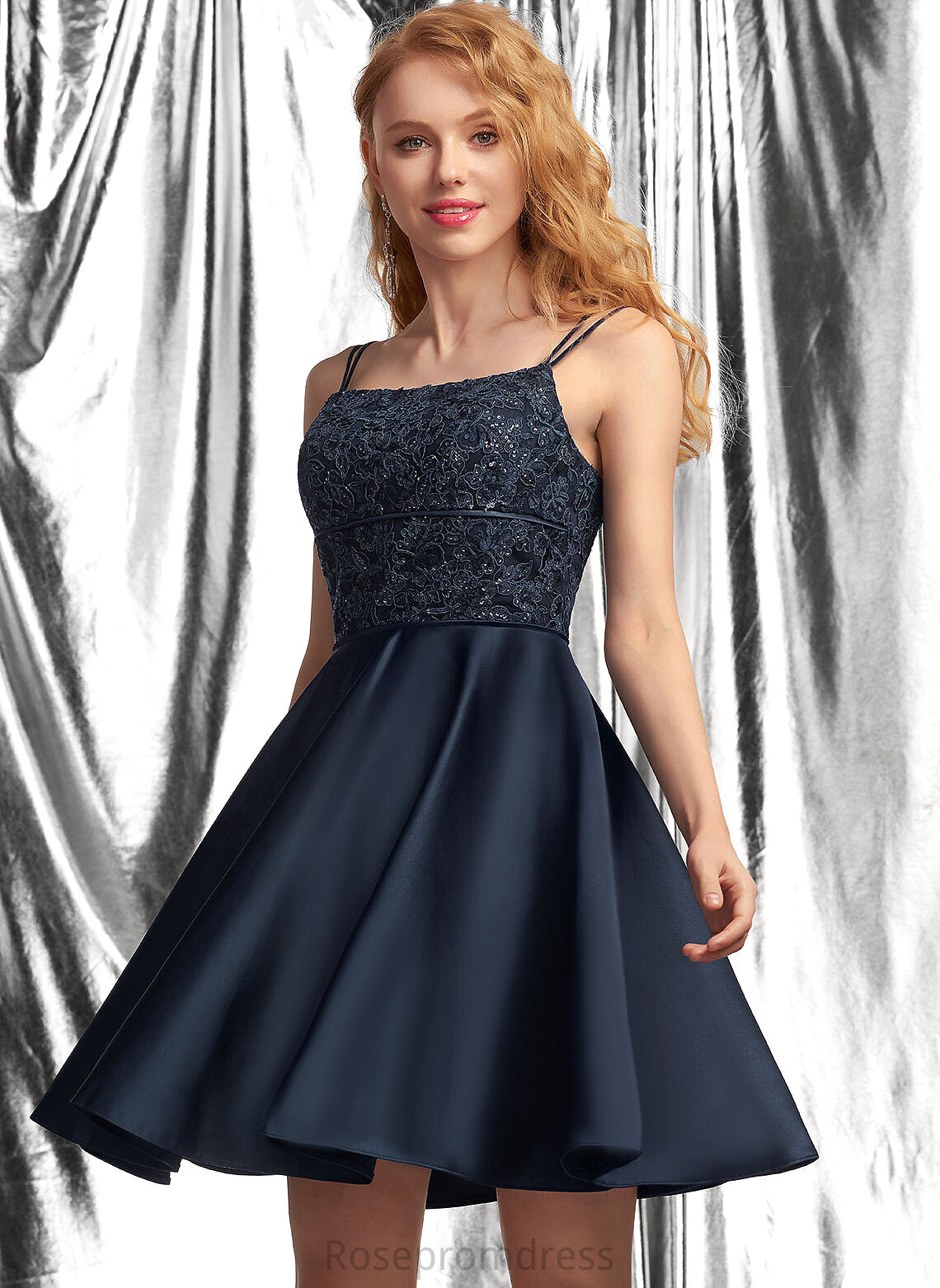 A-Line Marcie Short/Mini Prom Dresses Satin Square