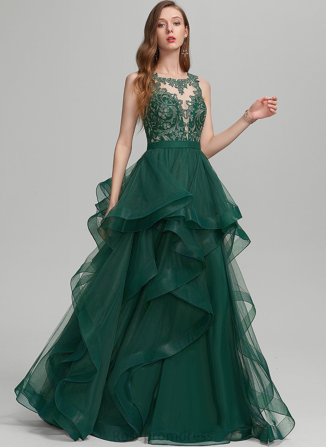 Prom Dresses Floor-Length Ruffle Scoop Tulle With Ciara Ball-Gown/Princess