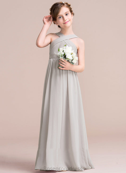 Dress Sleeveless With Chiffon Bow(s) Virginia Floor-length Flower Girl Dresses Flower Girl V-neck A-Line