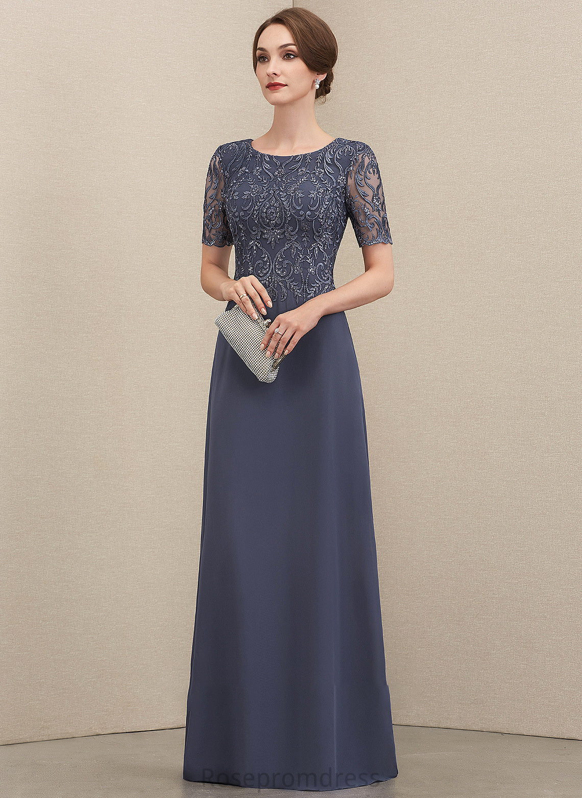 Dress Camryn Bride Neck Chiffon Mother of the Bride Dresses the Lace of Floor-Length Scoop Mother A-Line