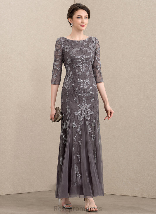 Ankle-Length Mother of the Bride Dresses of the Scoop Neck Sheath/Column Mother Bride Dress Mckayla Tulle Sequined