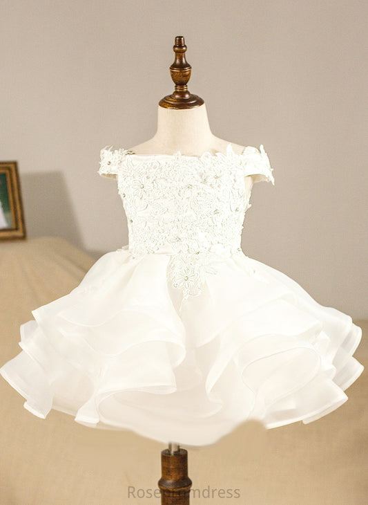 Ball-Gown/Princess Flower Kathryn Girl - Off-the-Shoulder Sleeveless Organza Dress Flower Girl Dresses Knee-length