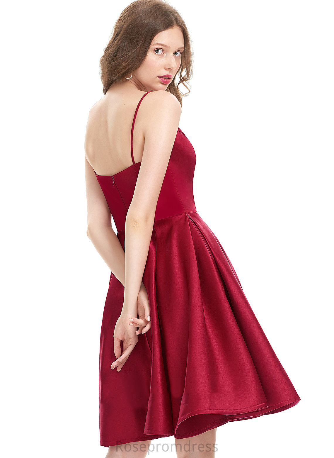 Dress Homecoming Dresses Knee-Length Satin Homecoming V-neck Maria A-Line