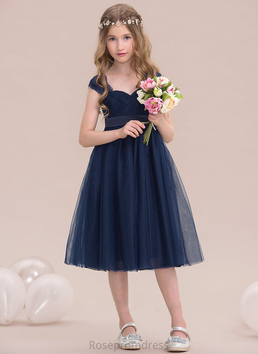 With Tulle Ruffle Sweetheart Empire Knee-Length Lauryn Junior Bridesmaid Dresses