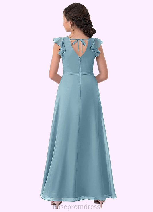 Aryana A-Line Pleated Chiffon Floor-Length Junior Bridesmaid Dress SRSP0019987