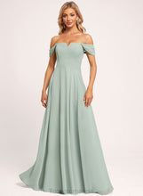 Load image into Gallery viewer, Square Floor-Length Length A-line OfftheShoulder Neckline Straps&amp;Sleeves Silhouette Fabric Peggie Bridesmaid Dresses