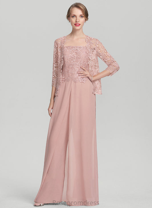 Dress Deanna Chiffon Jumpsuit/Pantsuit Square Bride Neckline Mother Mother of the Bride Dresses the Floor-Length Lace of