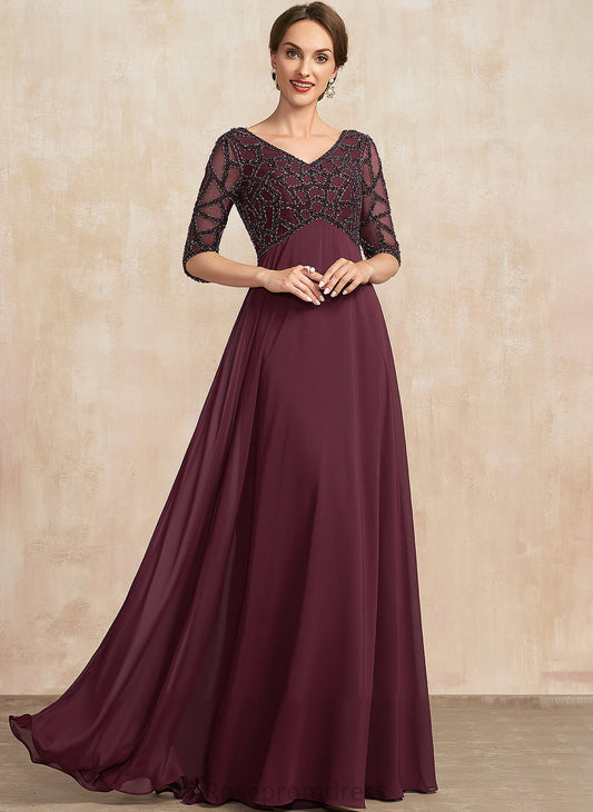 Floor-Length With Mother of the Bride Dresses the Chiffon Bride Beading Dress Empire Anabelle of V-neck Mother