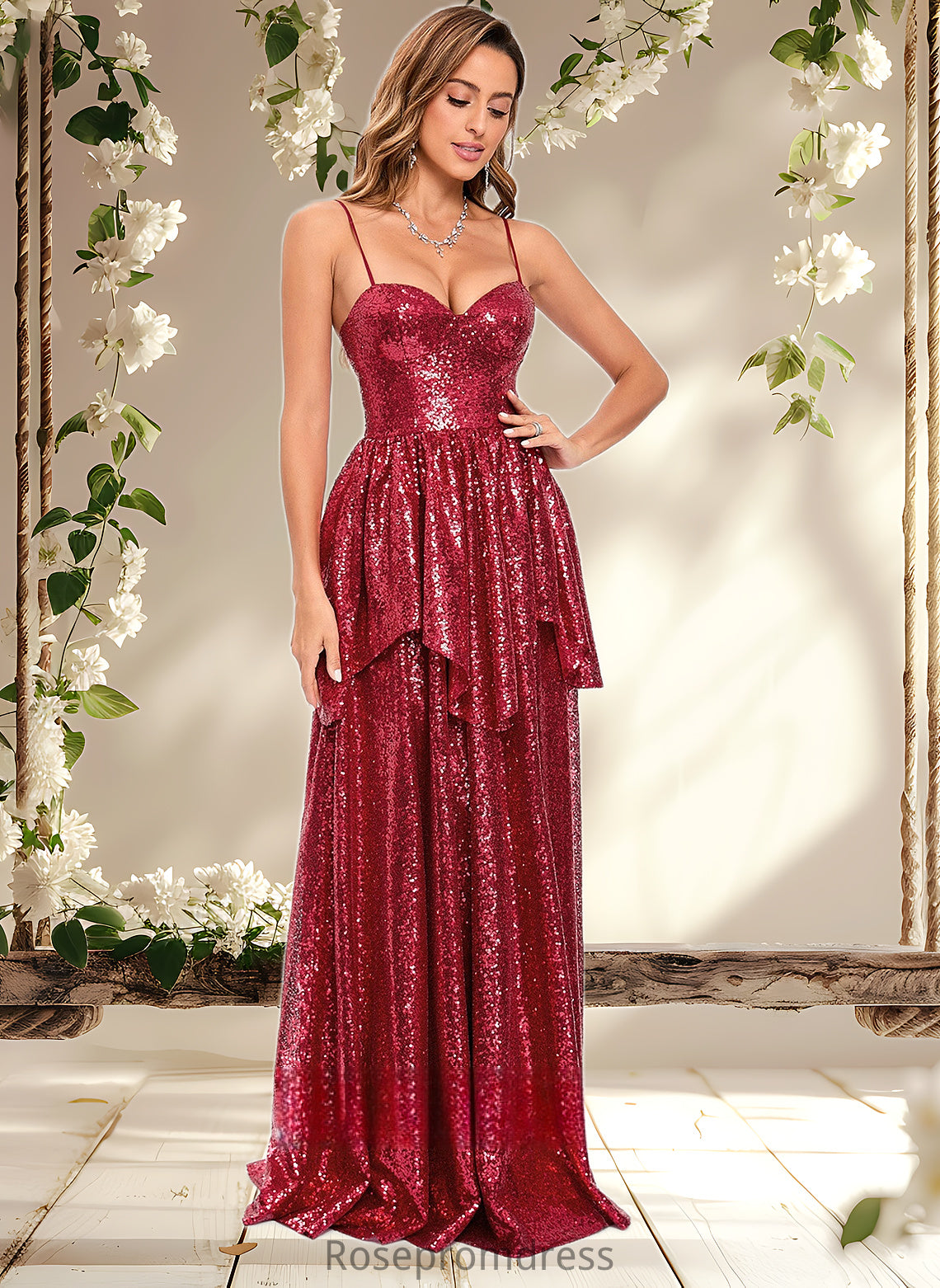 Heaven A-line Sweetheart Floor-Length Sequin Prom Dresses DSP0025868