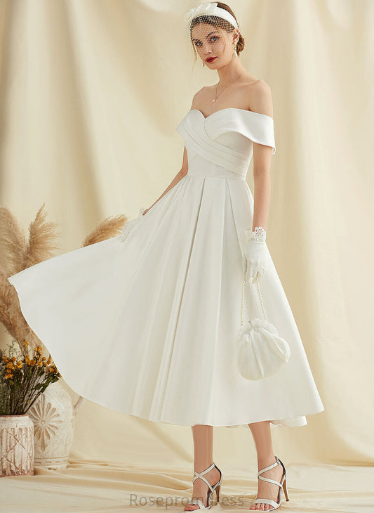 Wedding Kylie Dress Wedding Dresses A-Line Tea-Length Satin