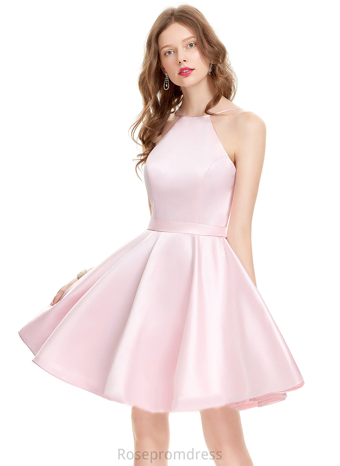 Scoop Dress Setlla Short/Mini Satin Homecoming Dresses A-Line Homecoming Neck