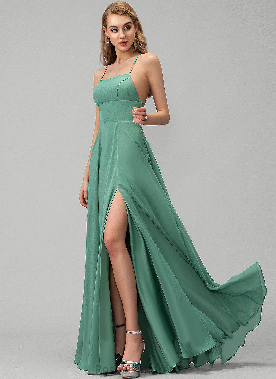 Chiffon Floor-Length Prom Dresses Vivian A-Line Square