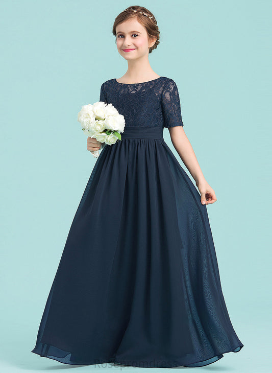 Junior Bridesmaid Dresses A-LineScoopNeckFloor-LengthChiffonJuniorBridesmaidDress#148411 Maddison