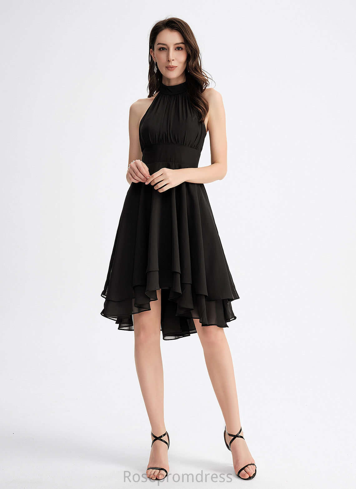 Dress Chiffon Kassidy A-Line Asymmetrical Neck Pleated With Cocktail Scoop Cocktail Dresses