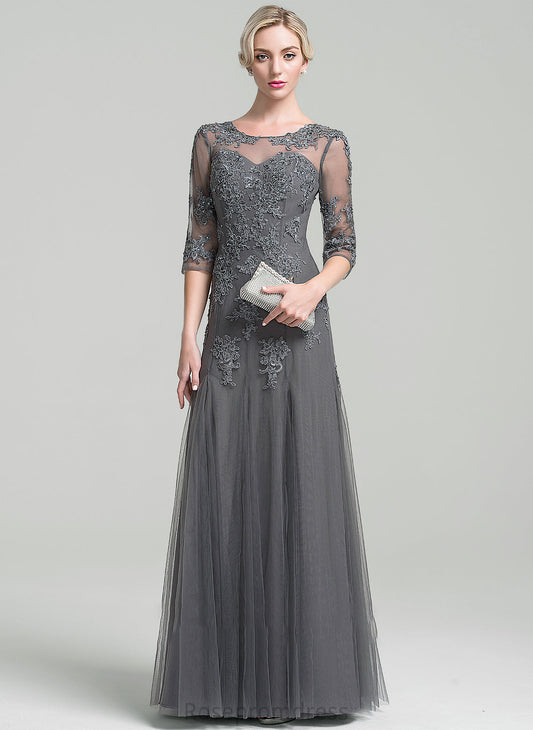 Floor-Length Tulle Mother of the Bride Dresses the Dress April With Mother Beading Sequins of A-Line/Princess Bride Scoop Neck