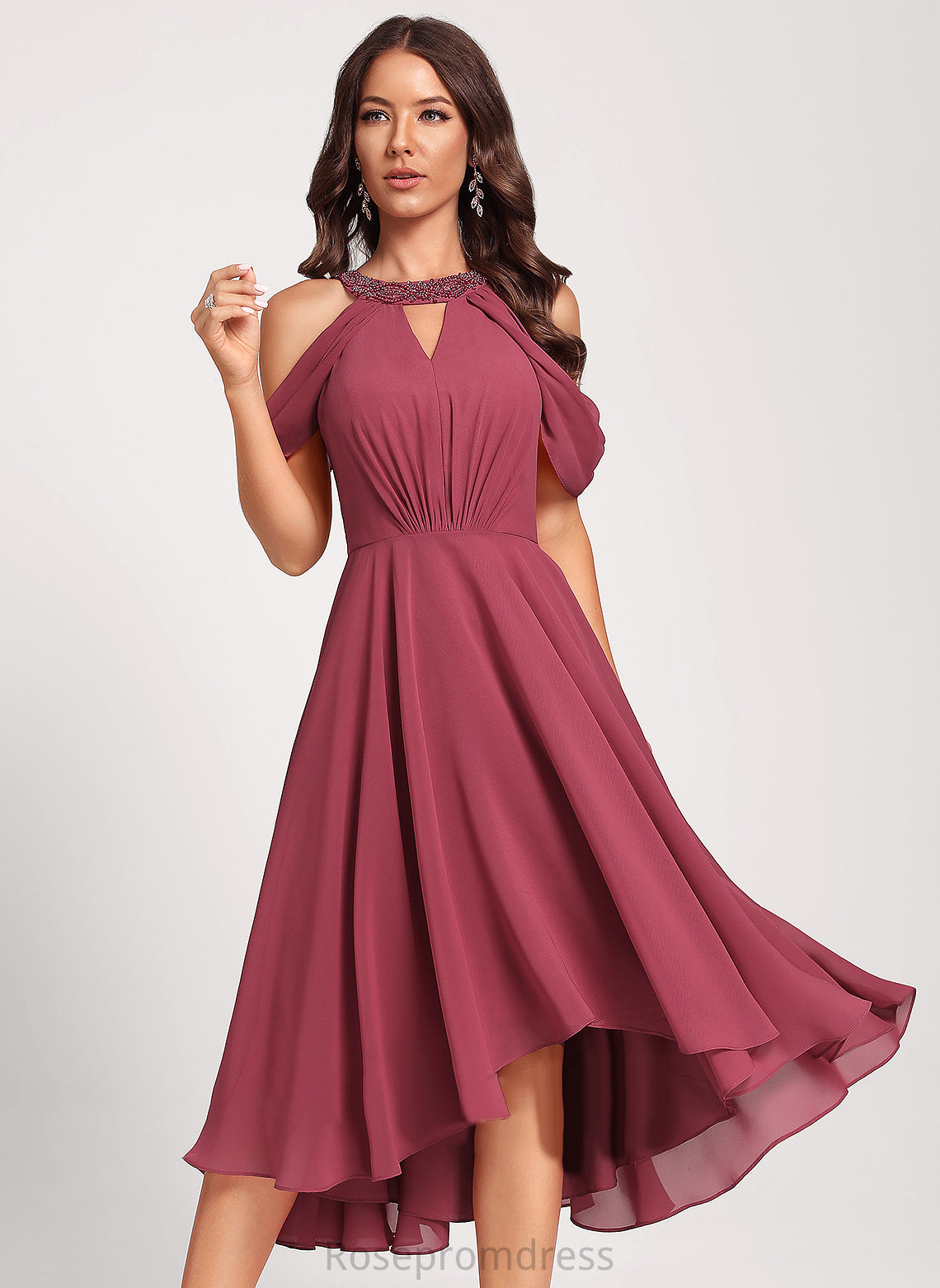 Dress A-Line Sequins With Beading Hadley Neck Chiffon Club Dresses Scoop Asymmetrical Cocktail