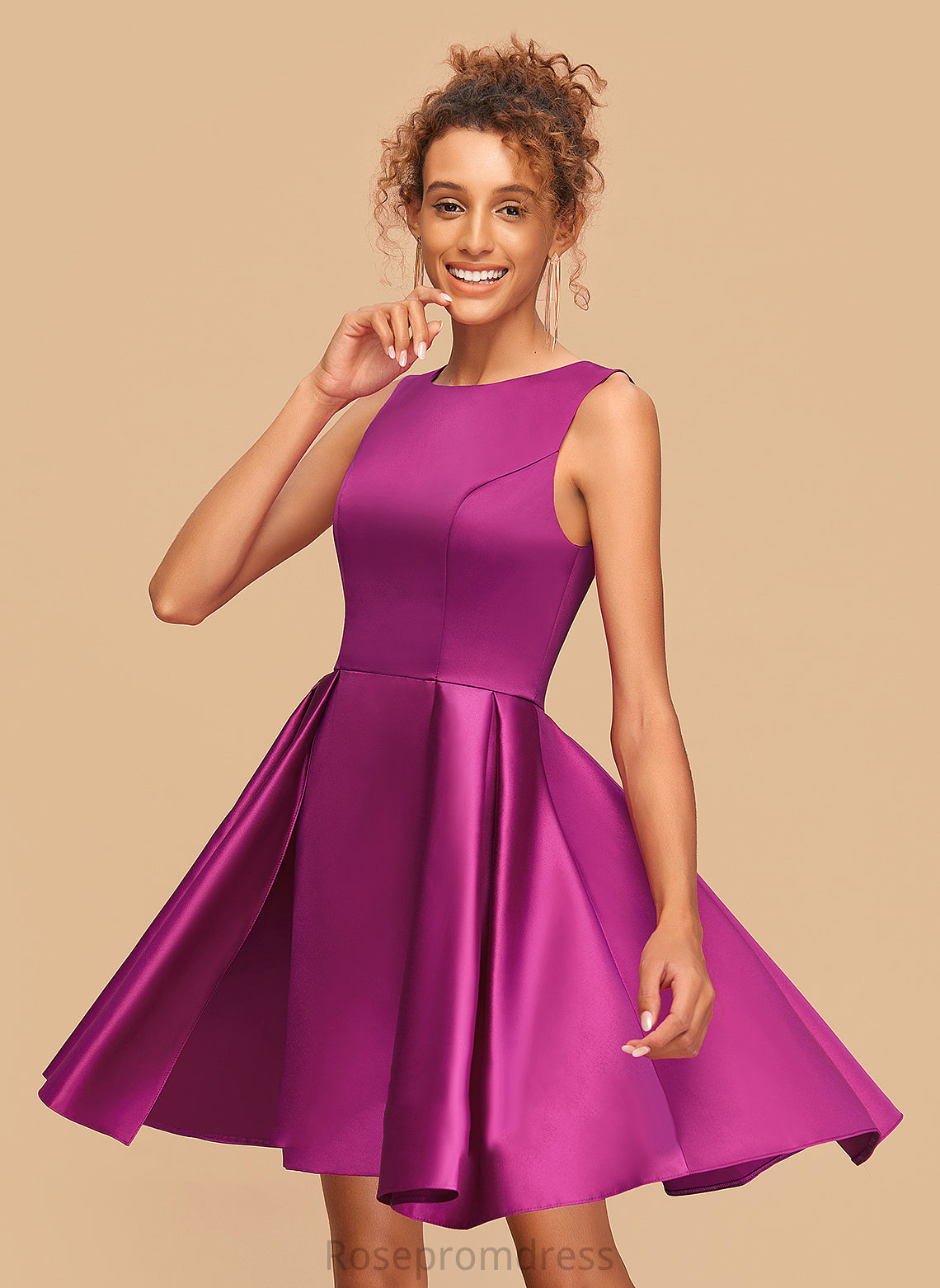 Homecoming Dresses A-Line Satin Scoop Clara Homecoming Neck Short/Mini Dress