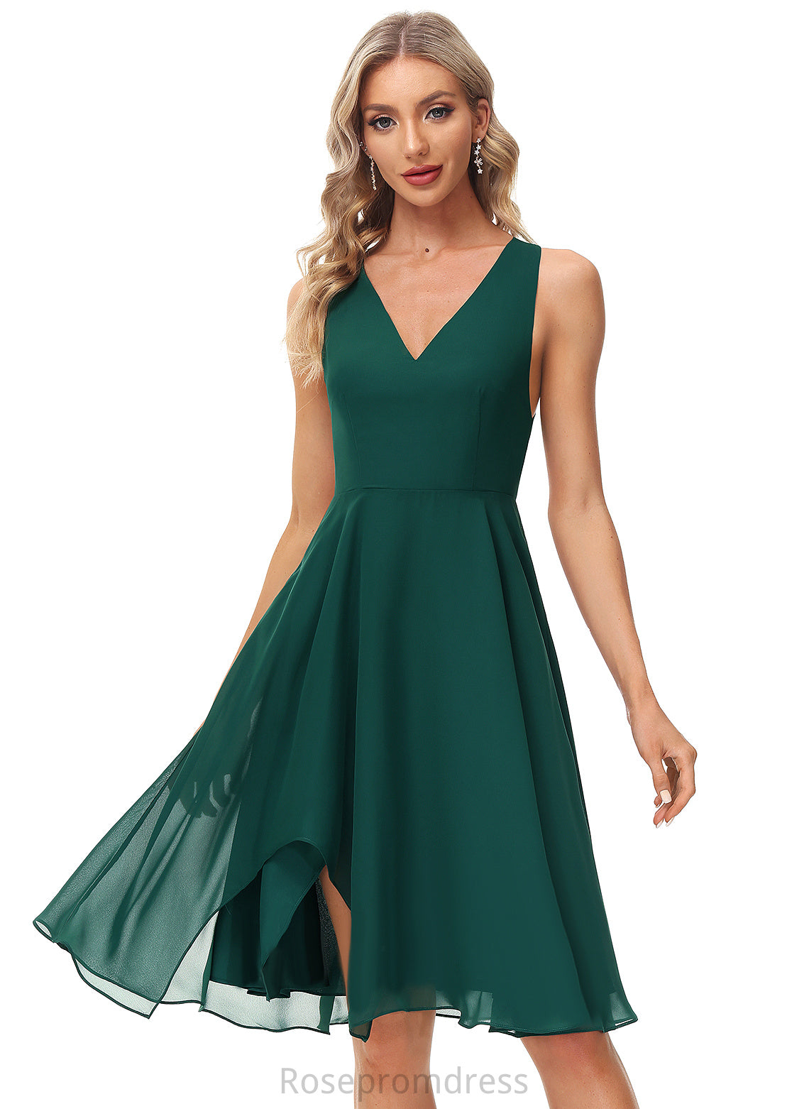 Amirah Chiffon Dress Cocktail Cocktail Dresses A-Line Knee-Length V-neck