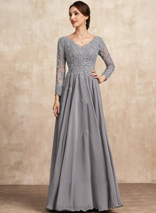 Floor-Length the Bride Mother Lace V-neck A-Line Chiffon Dress Mother of the Bride Dresses Jazlyn of