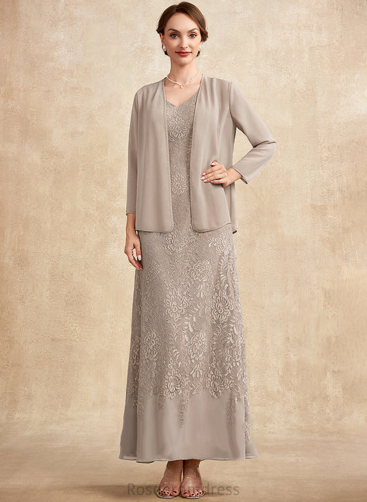 Bride Dress the Mother of the Bride Dresses Dayana Mother Chiffon V-neck of A-Line Ankle-Length Lace