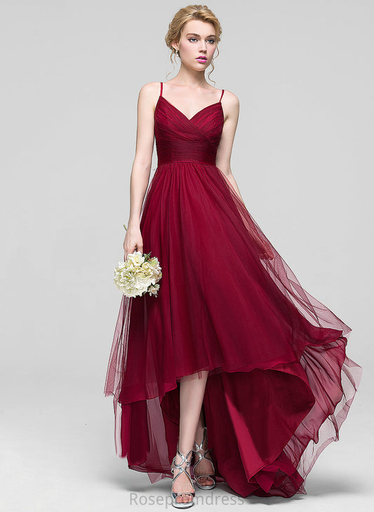 Neckline Embellishment Silhouette Fabric Length A-Line Ruffle Asymmetrical V-neck Lydia Bridesmaid Dresses