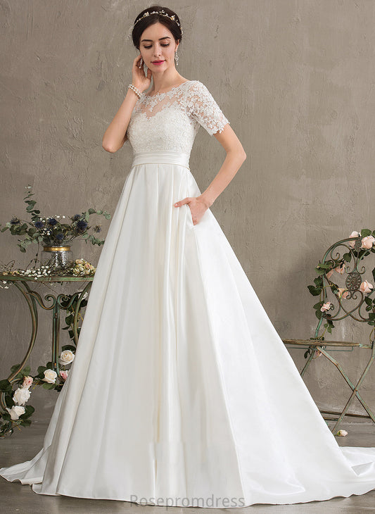 With Satin Wedding Dresses Chaya Dress Lace Sequins Pockets Beading Ball-Gown/Princess Train Court Wedding