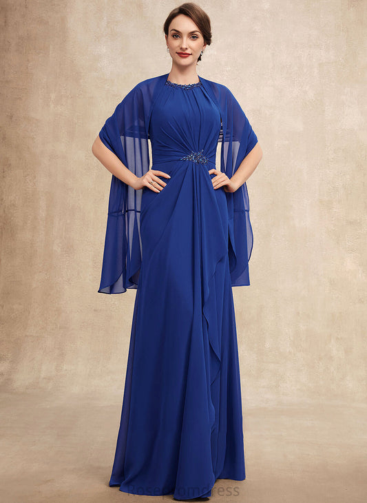 Floor-Length Cascading Brianna Mother Ruffles With Mother of the Bride Dresses Neck Bride Chiffon A-Line the Scoop of Dress Beading