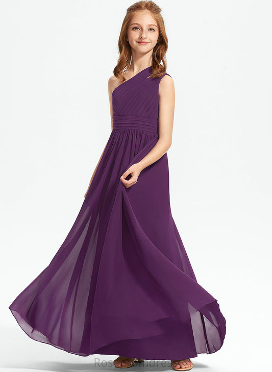 Litzy With Junior Bridesmaid Dresses A-Line Floor-Length Ruffle One-Shoulder Chiffon