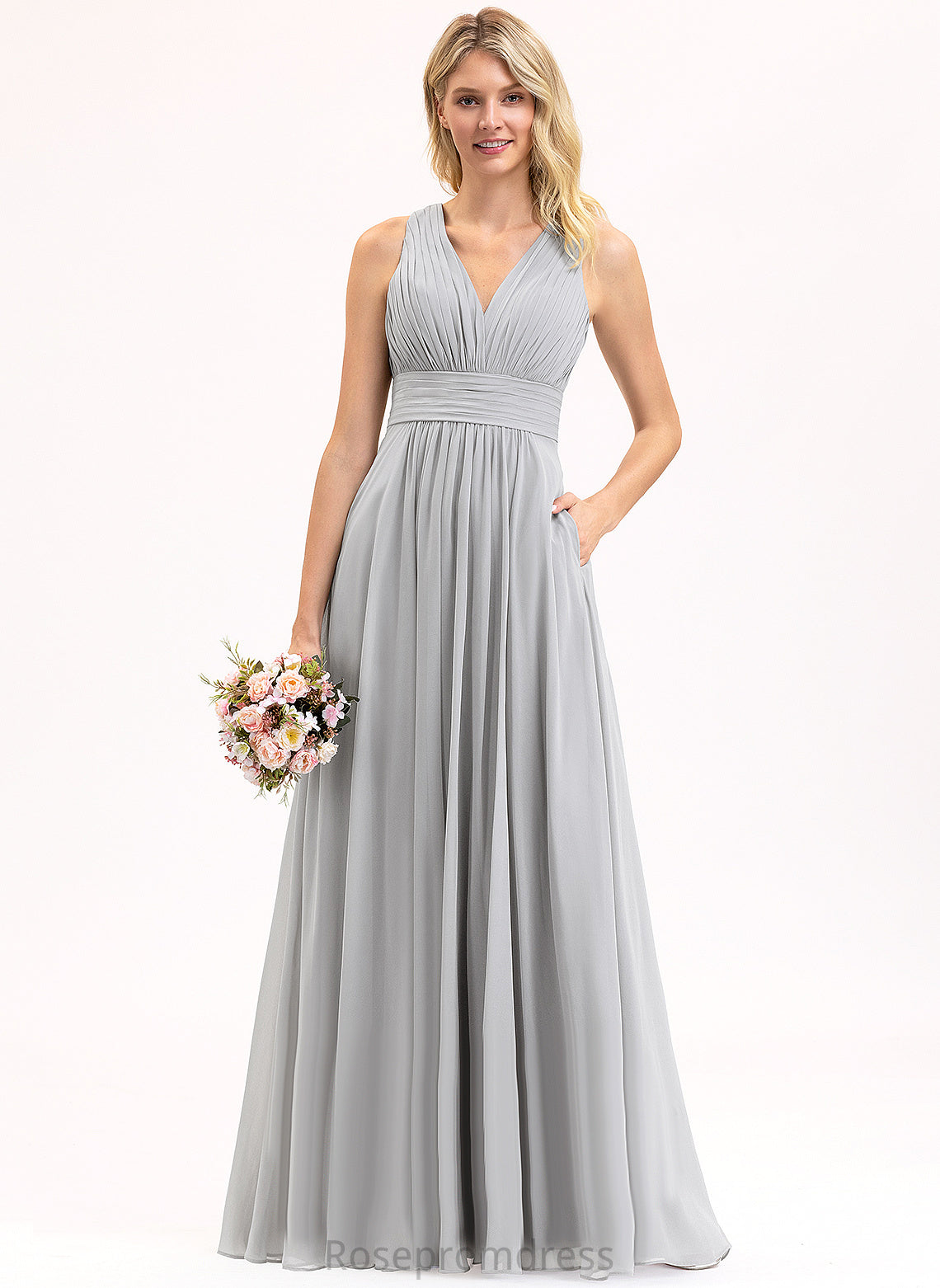 V-Neck Floor-Length Embellishment Silhouette Length Neckline Fabric A-line Ida Sleeveless Floor Length A-Line/Princess Bridesmaid Dresses