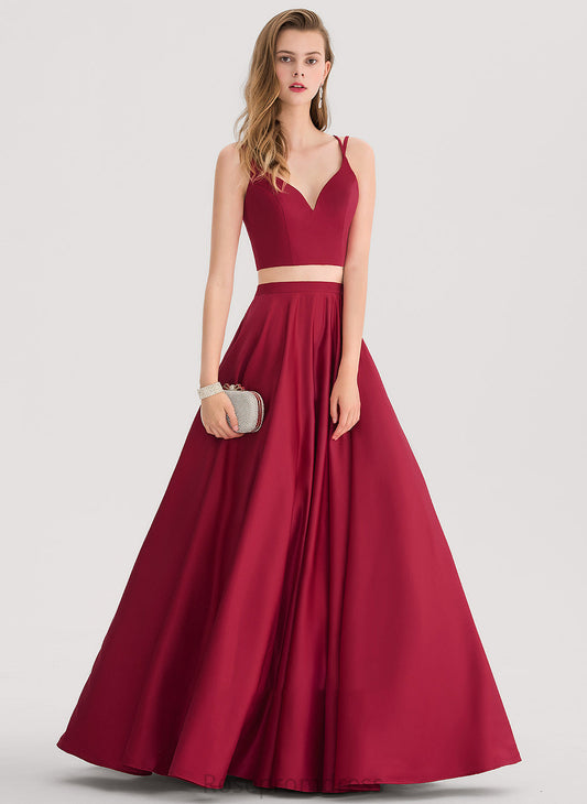 Ball-Gown/Princess Satin Prom Dresses Floor-Length Sweetheart Anya