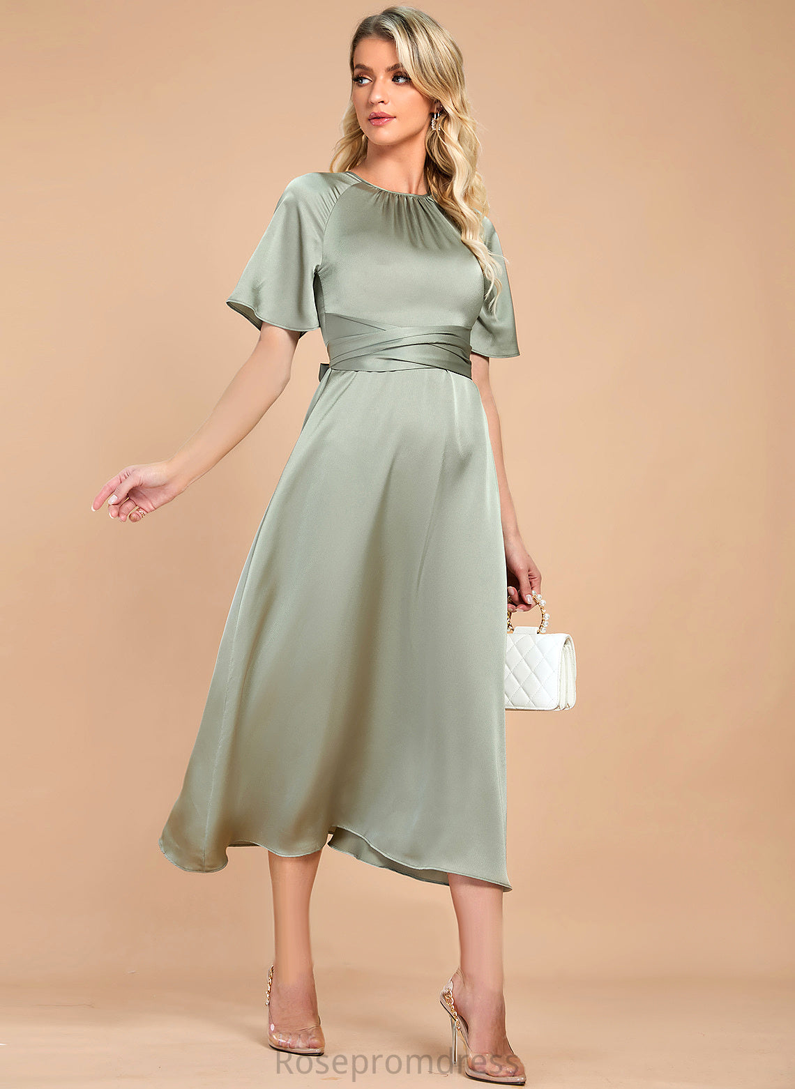 Cocktail A-Line Cocktail Dresses Dress Tea-Length Satin Madyson