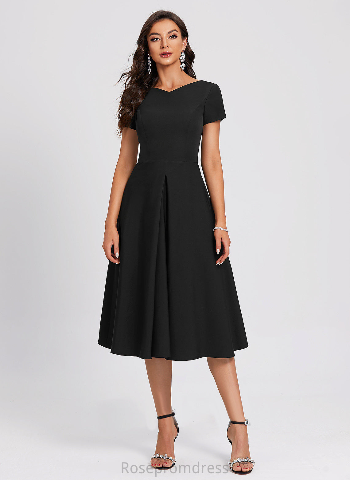 Sherry Dress Crepe Cocktail Dresses V-neck A-Line Knee-Length Stretch Cocktail