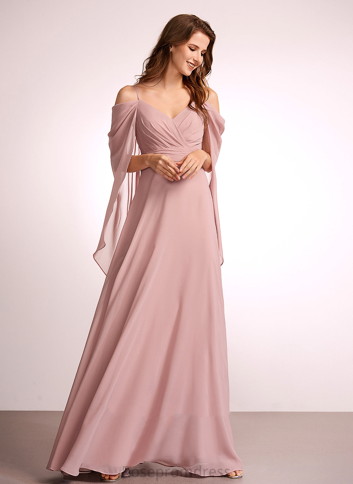 Straps Fabric Silhouette Length V-neck Floor-Length A-Line Neckline Dana Floor Length A-Line/Princess Sleeveless Bridesmaid Dresses