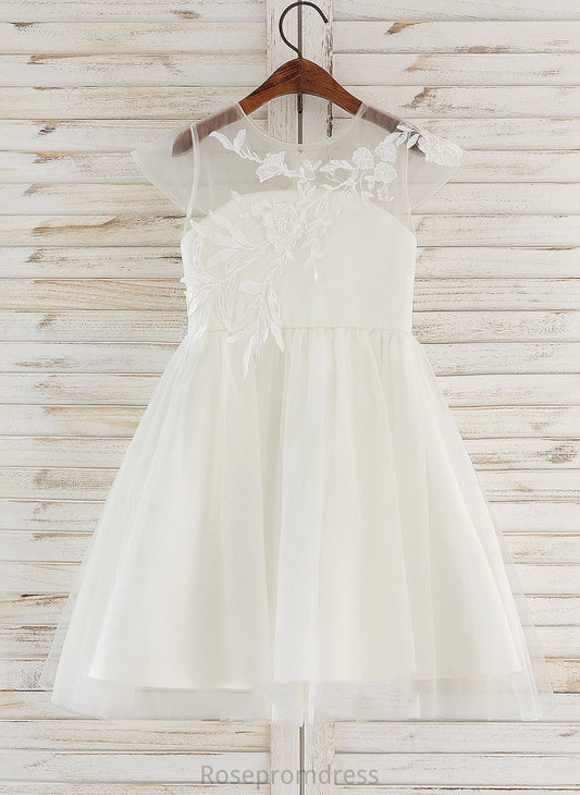 Girl Tulle/Lace - Flower Sleeveless A-Line Dress Scoop Flower Girl Dresses Neck Knee-length Sanaa