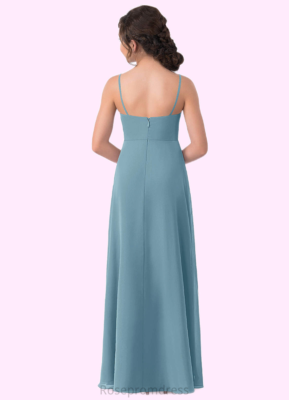 Hillary A-Line Ruched Chiffon Floor-Length Junior Bridesmaid Dress SRSP0019978