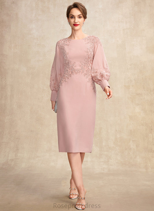 of Addyson Lace the Chiffon With Bride Mother of the Bride Dresses Dress Knee-Length Sequins Mother Sheath/Column Neck Scoop Beading