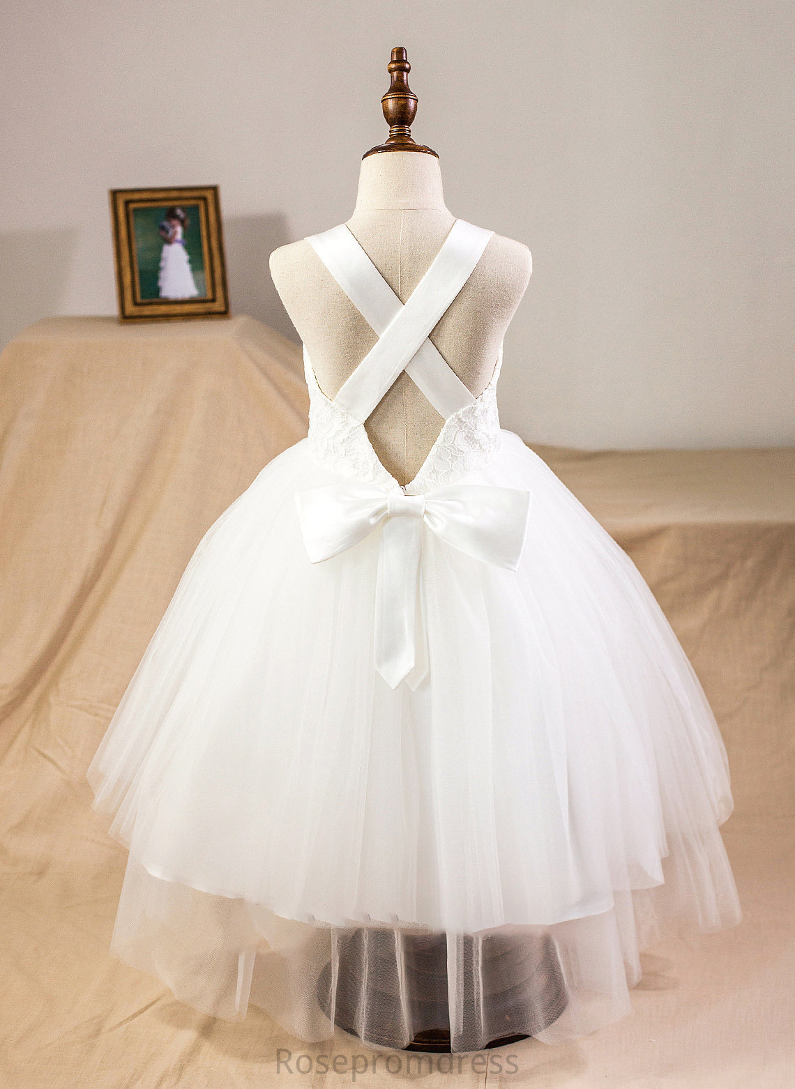 Junior Bridesmaid Dresses Hedda Tea-Length Sweetheart Ball-Gown/Princess Tulle Bow(s) With Satin Lace