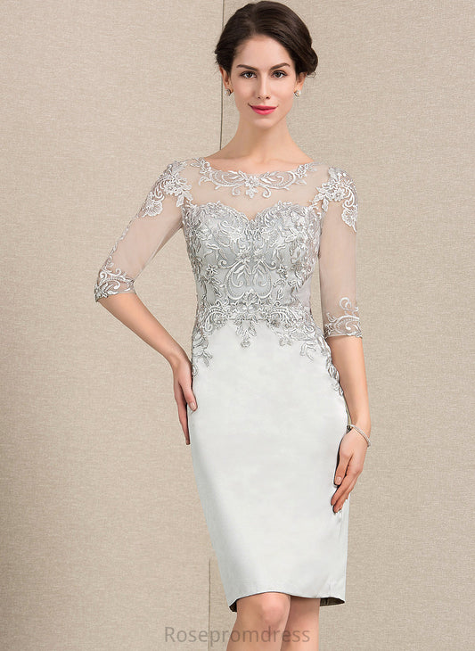 the Scoop Roberta of Bride Knee-Length Dress Neck Mother Lace Mother of the Bride Dresses Sheath/Column Satin