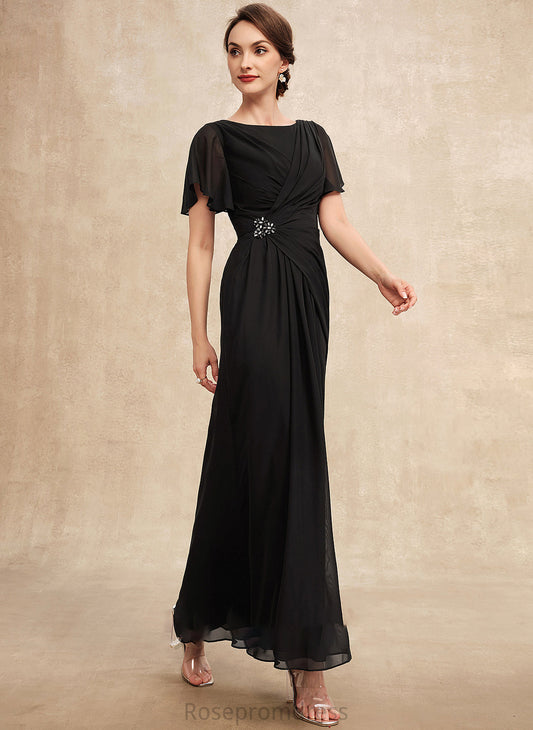 Ankle-Length Bride Scoop A-Line the Neck of Dress Mother Ruffle Beading Quinn Chiffon Mother of the Bride Dresses With