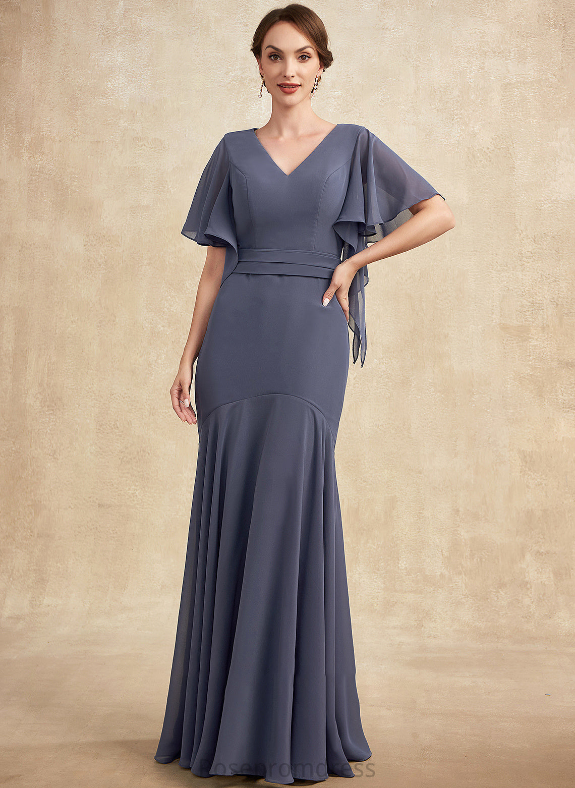 the Chiffon of Dress V-neck Floor-Length Trumpet/Mermaid Bride Mother Selah Mother of the Bride Dresses