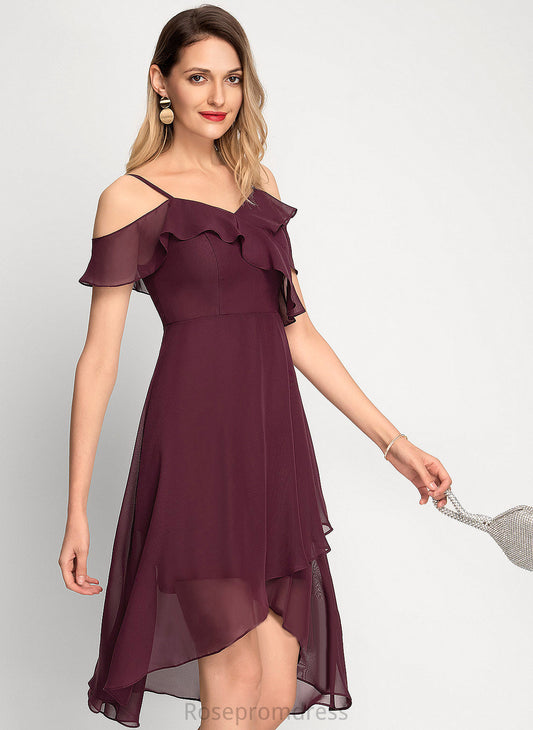 Aliya A-Line Cocktail Dresses Dress Cocktail Asymmetrical Chiffon Off-the-Shoulder