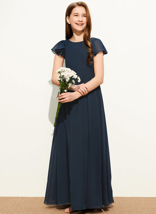 Junior Bridesmaid Dresses Imani A-LineScoopNeckFloor-LengthChiffonJuniorBridesmaidDress#253684