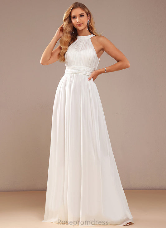 Wedding Dresses High Neck A-Line Floor-Length Wedding Ruffle With Chiffon Dress Cailyn