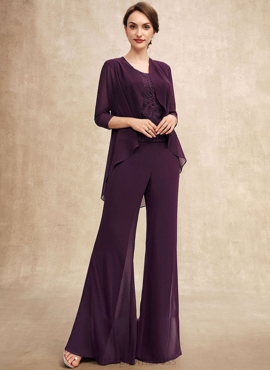 Mother of the Bride Dresses the Bride Lace of Mother Scoop Dress Neck Floor-Length Chiffon Maud Jumpsuit/Pantsuit