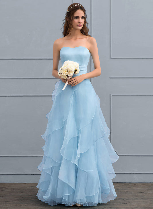 Charmeuse With Floor-Length Organza Cascading Sweetheart Wedding Wedding Dresses Ruffles Marcie A-Line Dress