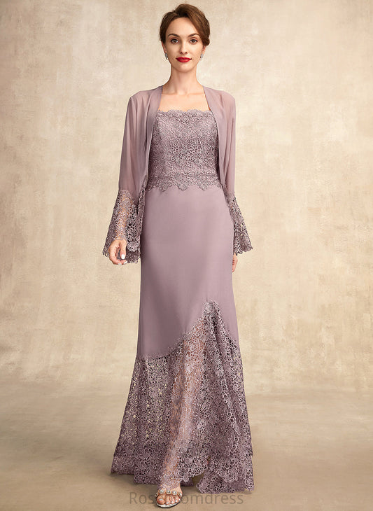 Mother Lace Square Mckenna Trumpet/Mermaid Chiffon Bride Dress of Asymmetrical the Mother of the Bride Dresses Neckline