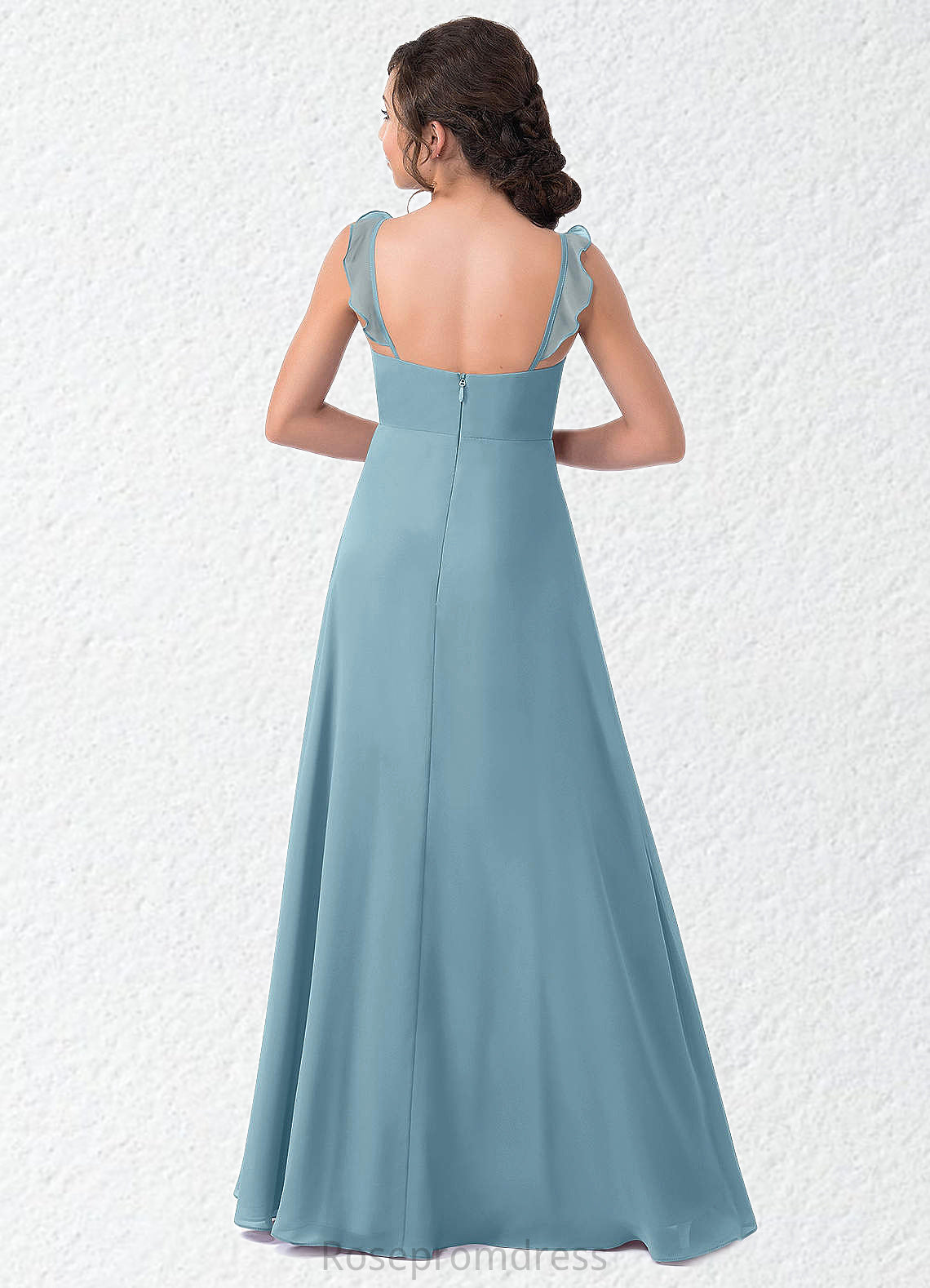 Willow A-Line Ruched Chiffon Floor-Length Junior Bridesmaid Dress SRSP0020012