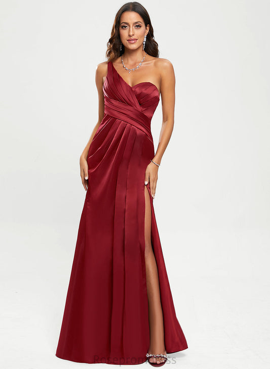 Prom Dresses Floor-Length Sheath/Column Satin One-Shoulder Marian